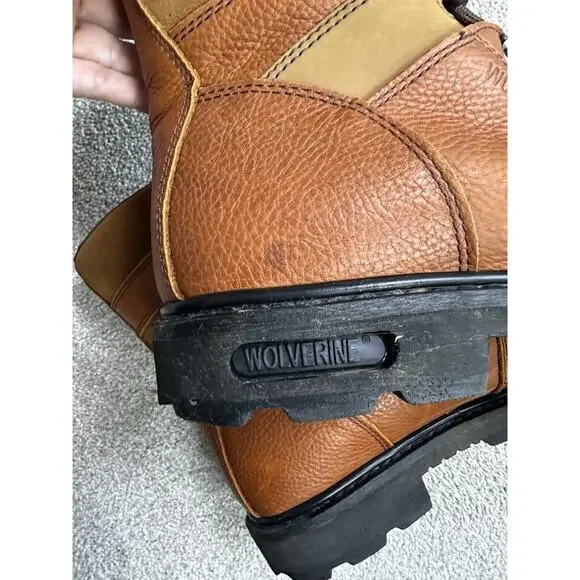 Wolverine Work Boots Mens 13M Brown Leather Lace Up Combat W04217 Slip Resistant - Picture 9 of 12